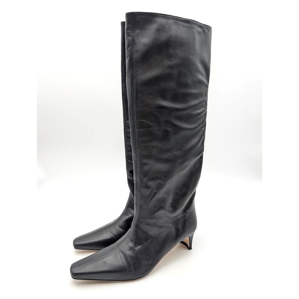 Staud Wally Knee High Boots Pointed Toe Women's Black Size US7.5 EU37.5